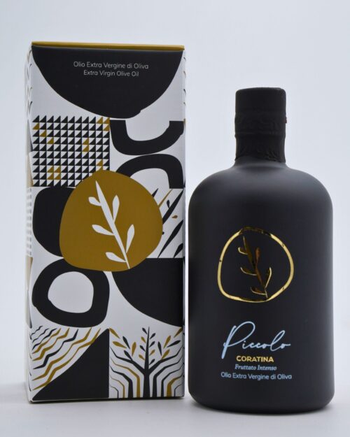 Olio EVO Azienda Agricola F.lli Piccolo 500ml in Bottiglia Denver Nera con Confezione regalo -  Fruttato Medio o Intenso
